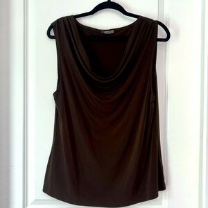 Lovely women’s tank top blouse with cowl neckline. Very stretchy